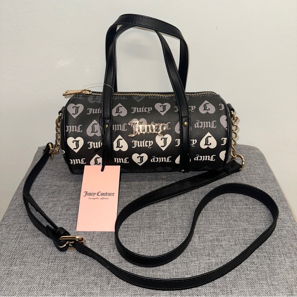 Juicy Couture Bestsellers Mini Barrel Crossbody Bag Liquorice/White New With Tag